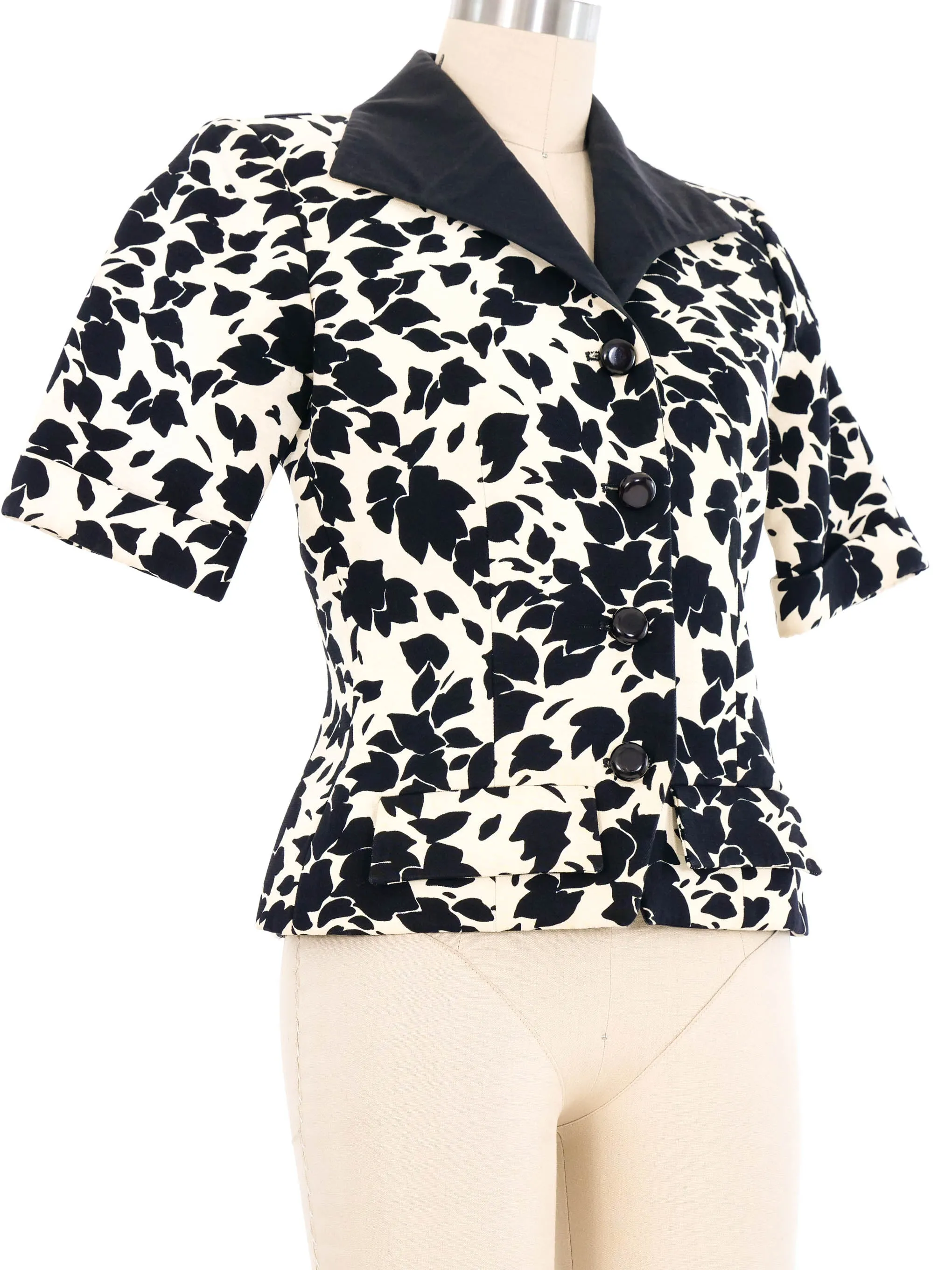 Yves Saint Laurent Cream Short Sleeve Floral Jacket