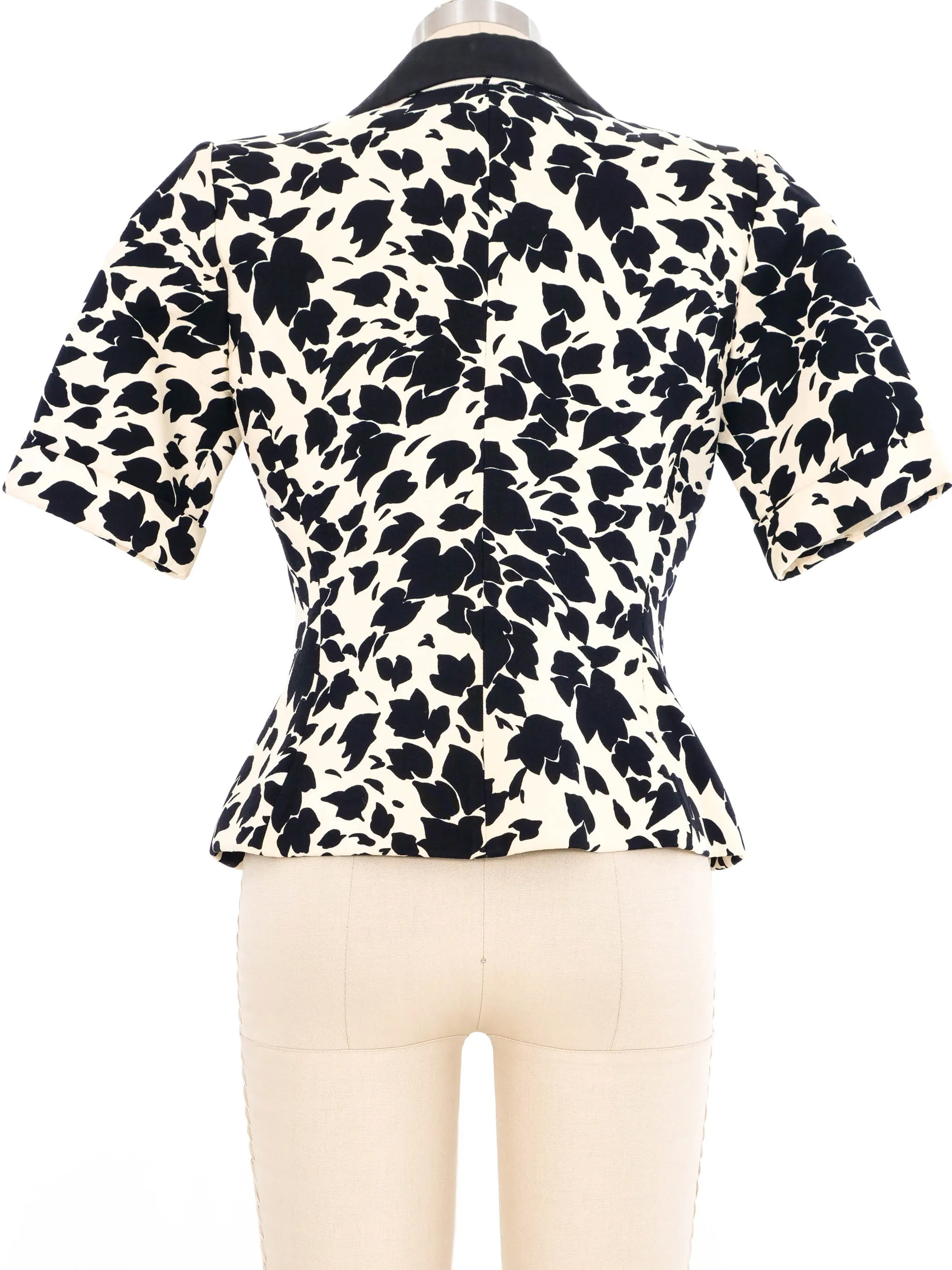 Yves Saint Laurent Cream Short Sleeve Floral Jacket