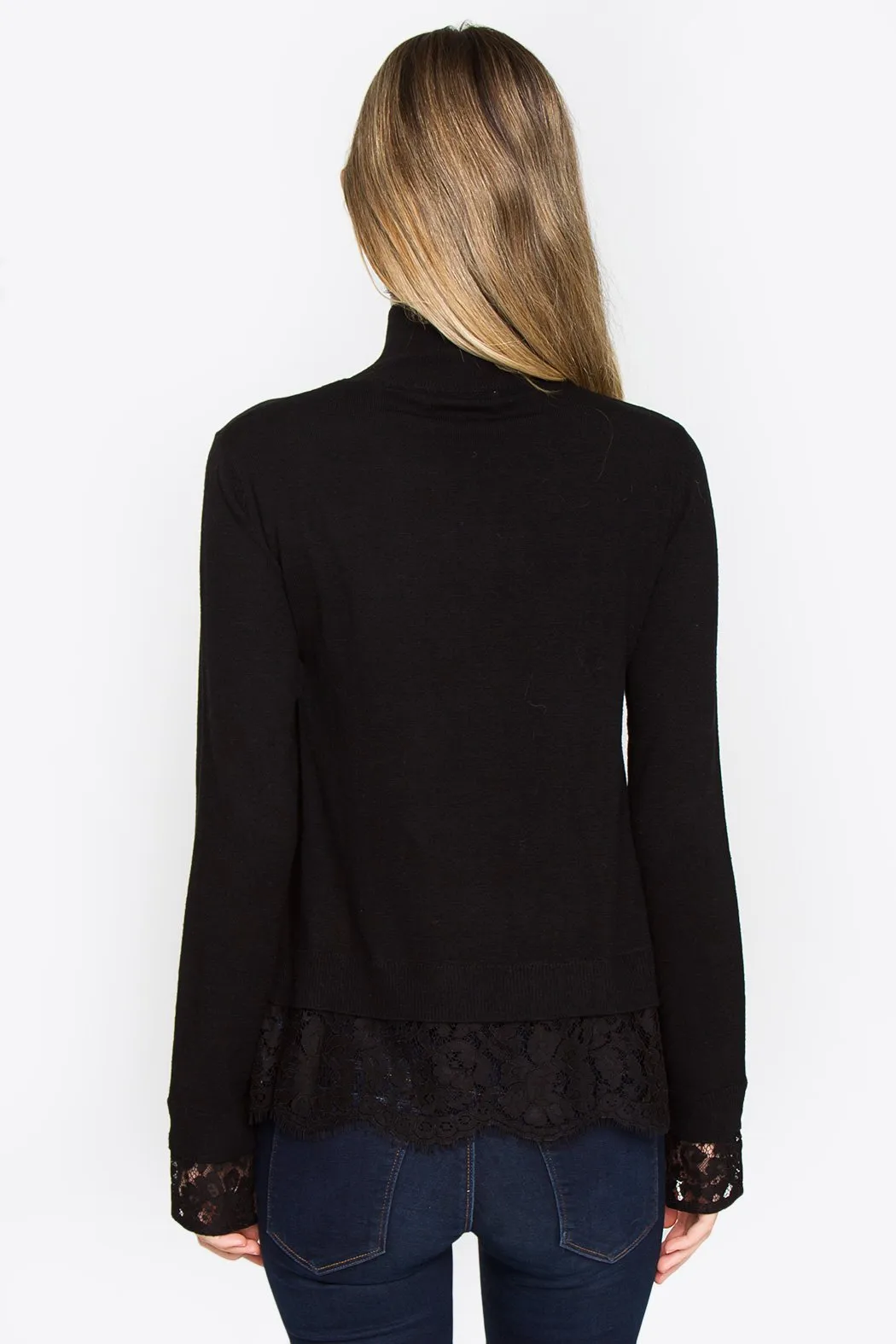 Zola Mock Neck Lace Sweater